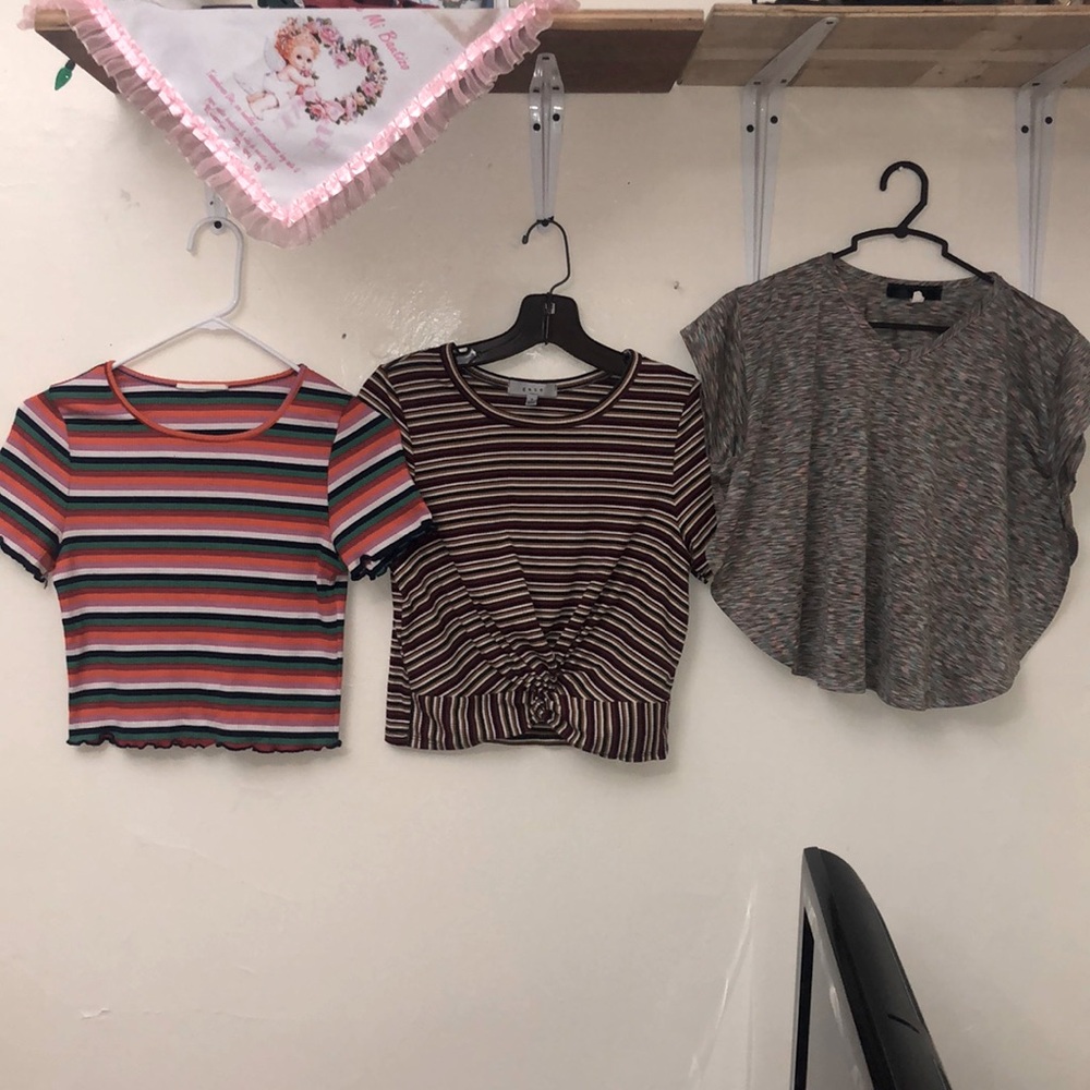 Bundle- 3 tops- Orange, Red, Gray - All 3 = Small
